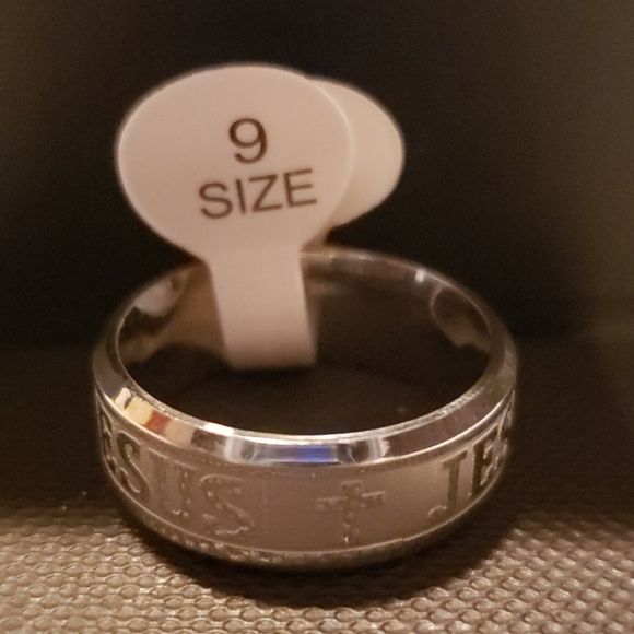 COPY - Jesus Christian Silver Stainless Steel Ring Band - Picture 3 of 5